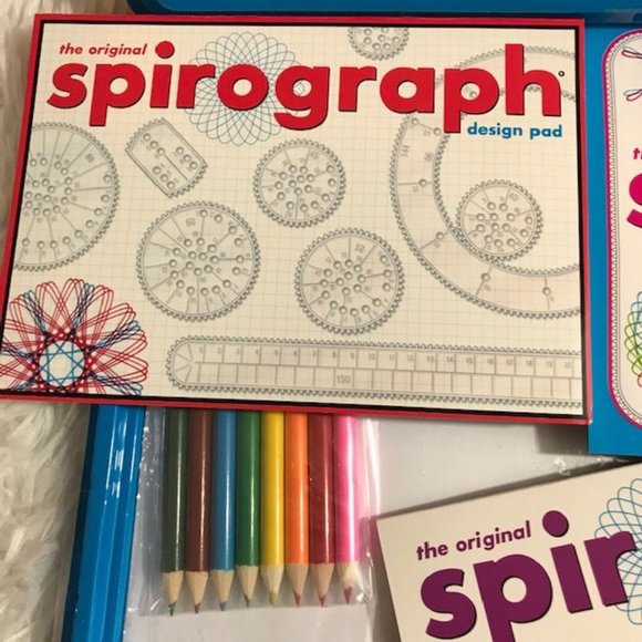 Spirograph Deluxe Set & Travel Spirograph Tin Set w/Bonus Coloring Book Pencils - Picture 10 of 16